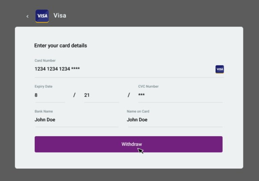 Choose the amount you want to withdraw